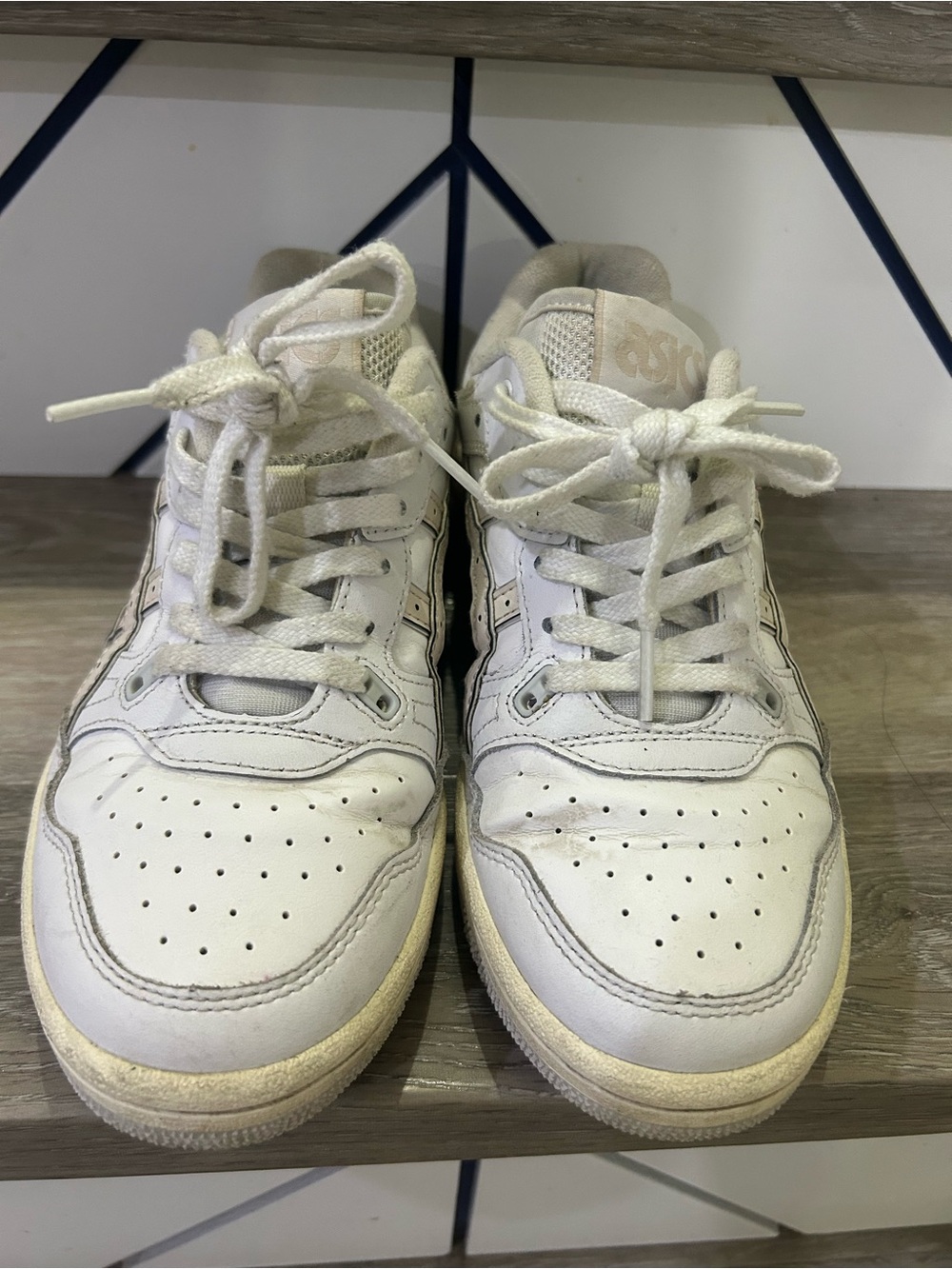 Asics White Leather Low-Top Sneakers